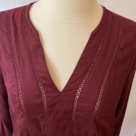 World Market Tiered Eyelet Dress Burgundy M #342 - Picture 5 of 13
